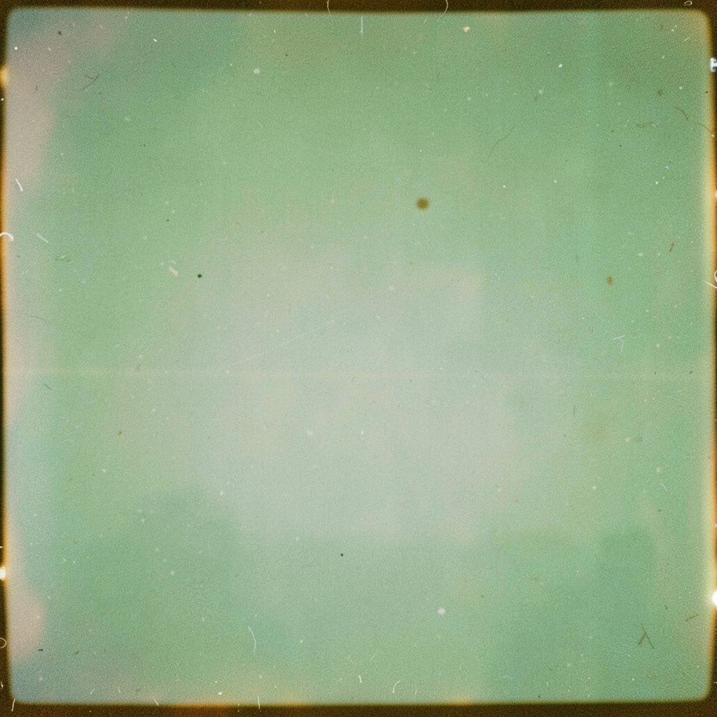 Fotografia analógica com grão de uma estante repleta de livros de capas coloridas, com uma planta verdejante ao lado, em tons terrosos e verdes suaves.